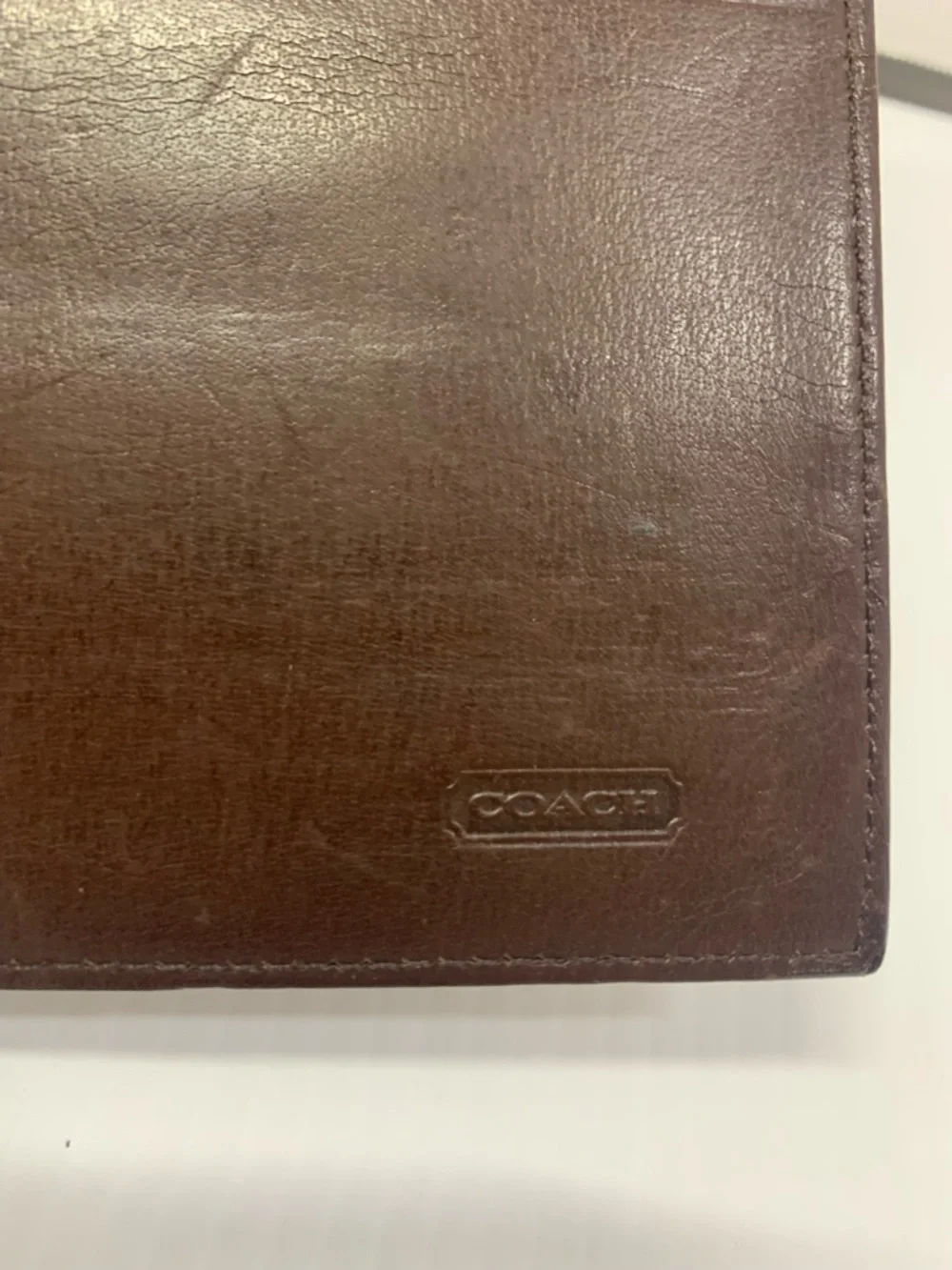 Coach Vintage Water Buffalo Dark Brown Leather Tri-Fold Wallet #4730